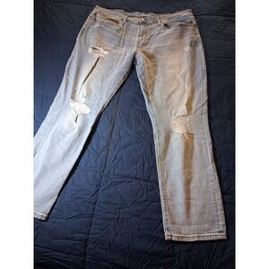 Original Use Mens Distressed Light Wash Straight Leg Denim‎ Jeans 40x32 Blue